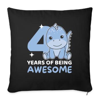 Dino for 4th birthday children four years old - Sofa pillowcase 17,3'' x 17,3'' (45 x 45 cm) - black - Front