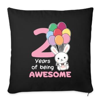 Rabbit for 2nd birthday children two years old - Sofa pillowcase 17,3'' x 17,3'' (45 x 45 cm) - black - Front