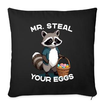 Lustiger Eier Dieb Waschbär Osterhasen Design - Sofakissenbezug 45 x 45 cm - Schwarz - Vorne