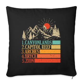 Explorez les montagnes des parcs nationaux de l’Utah - Housse de coussin décorative 45 x 45 cm - noir - Devant