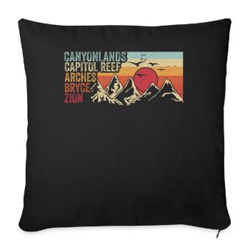 Explore Utah National Parks Mountains - Sofa pillowcase 17,3'' x 17,3'' (45 x 45 cm) - black - Front