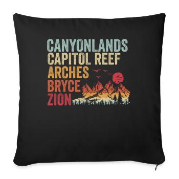 Explorez les montagnes des parcs nationaux de l’Utah - Housse de coussin décorative 45 x 45 cm - noir - Devant
