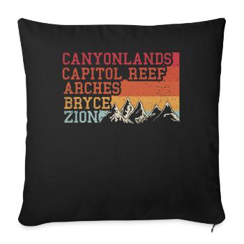Explorez les montagnes des parcs nationaux de l’Utah - Housse de coussin décorative 45 x 45 cm - noir - Devant