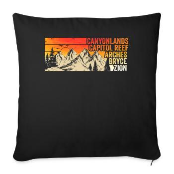 Explorez les montagnes des parcs nationaux de l’Utah - Housse de coussin décorative 45 x 45 cm - noir - Devant