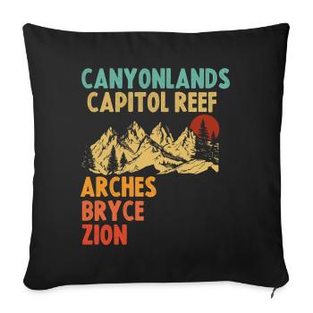 Explorez les montagnes des parcs nationaux de l’Utah - Housse de coussin décorative 45 x 45 cm - noir - Devant
