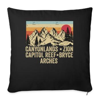 Explore Utah National Parks Mountains - Sofa pillowcase 17,3'' x 17,3'' (45 x 45 cm) - black - Front