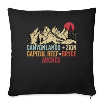 Explorez les montagnes des parcs nationaux de l’Utah - Housse de coussin décorative 45 x 45 cm - noir - Devant