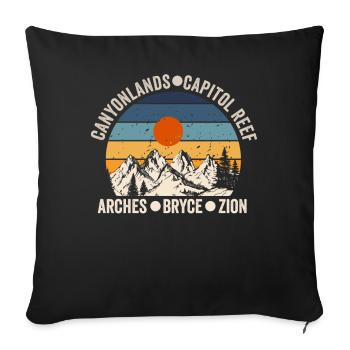 Explorez les montagnes des parcs nationaux de l’Utah - Housse de coussin décorative 45 x 45 cm - noir - Devant