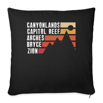 Explorez les montagnes des parcs nationaux de l’Utah - Housse de coussin décorative 45 x 45 cm - noir - Devant