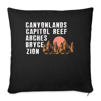 Explorez les montagnes des parcs nationaux de l’Utah - Housse de coussin décorative 45 x 45 cm - noir - Devant