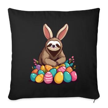 Funny Sloth Easter Bunny Iconic Easter - Sofa pillowcase 17,3'' x 17,3'' (45 x 45 cm) - black - Front