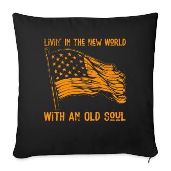 Livin dans le Nouveau Monde Vieille Âme - Housse de coussin décorative 45 x 45 cm - noir - Devant