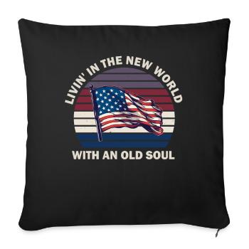 Livin dans le Nouveau Monde Vieille Âme - Housse de coussin décorative 45 x 45 cm - noir - Devant
