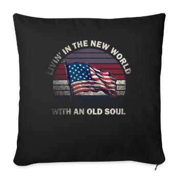 Livin dans le Nouveau Monde Vieille Âme - Housse de coussin décorative 45 x 45 cm - noir - Devant