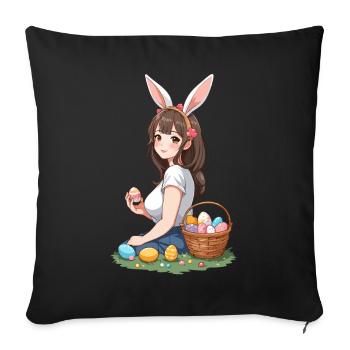 Anime Ostern Kawaii Osterhase Manga Mädchen Otaku - Sofakissenbezug 45 x 45 cm - Schwarz - Vorne