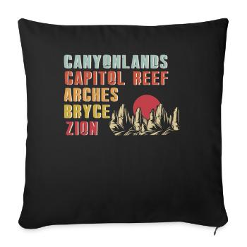 Explorez les montagnes des parcs nationaux de l’Utah - Housse de coussin décorative 45 x 45 cm - noir - Devant