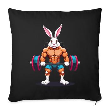 Easter Bunny Body Building Animal Funny Workout - Sofa pillowcase 17,3'' x 17,3'' (45 x 45 cm) - black - Front