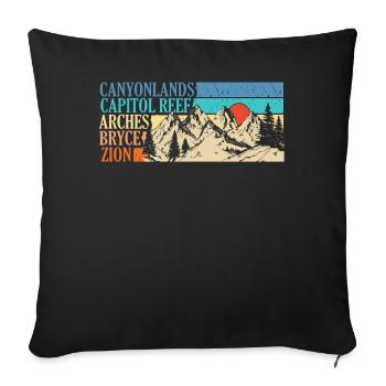 Explorez les montagnes des parcs nationaux de l’Utah - Housse de coussin décorative 45 x 45 cm - noir - Devant