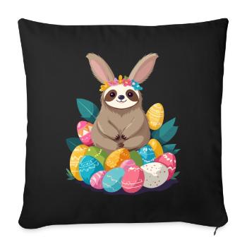 Funny Sloth Easter Bunny Iconic Easter - Sofa pillowcase 17,3'' x 17,3'' (45 x 45 cm) - black - Front