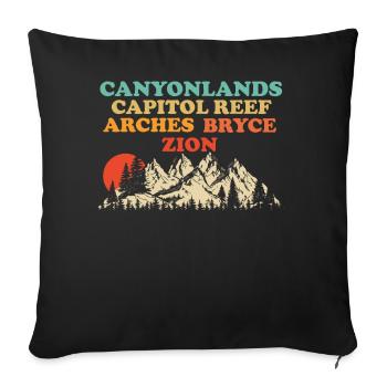 Explorez les montagnes des parcs nationaux de l’Utah - Housse de coussin décorative 45 x 45 cm - noir - Devant
