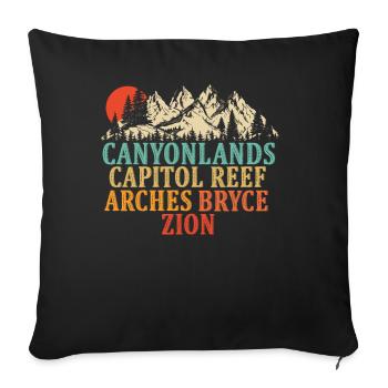 Explore Utah National Parks Mountains - Sofa pillowcase 17,3'' x 17,3'' (45 x 45 cm) - black - Front