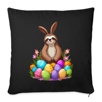 Funny Sloth Easter Bunny Cute Easter Design - Sofa pillowcase 17,3'' x 17,3'' (45 x 45 cm) - black - Front