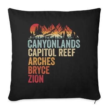 Explore Utah National Parks Mountains - Sofa pillowcase 17,3'' x 17,3'' (45 x 45 cm) - black - Front