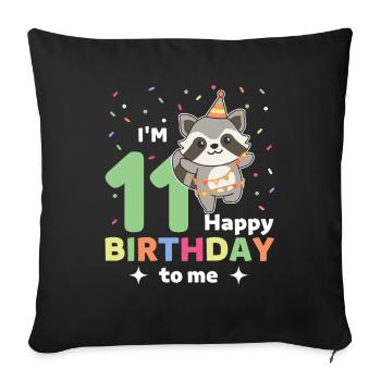 Raton laveur pour les 11 ans pour les enfants de onze ans - Housse de coussin décorative 45 x 45 cm - noir - Devant