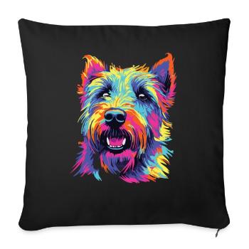 Aquarelle colorée irlandaise Glen d’Imaal - Housse de coussin décorative 45 x 45 cm - noir - Devant