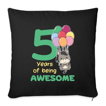 Âne pour les enfants de 5 ans de cinq ans - Housse de coussin décorative 45 x 45 cm - noir - Devant
