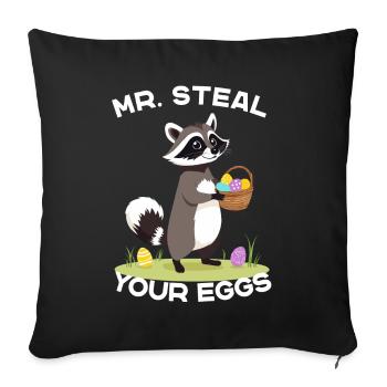 Funny Egg Thief Raccoon Easter Bunny Design - Sofa pillowcase 17,3'' x 17,3'' (45 x 45 cm) - black - Front