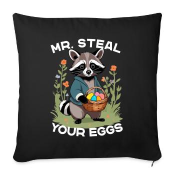 Lustiger Eier Dieb Waschbär Osterhasen Design - Sofakissenbezug 45 x 45 cm - Schwarz - Vorne