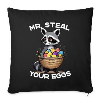 Lustiges Waschbär Ostereier Dieb Design - Sofakissenbezug 45 x 45 cm - Schwarz - Vorne