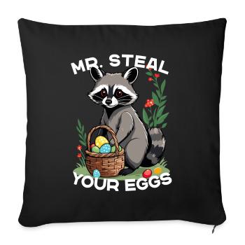 Funny Egg Thief Raccoon Easter Bunny Design - Sofa pillowcase 17,3'' x 17,3'' (45 x 45 cm) - black - Front