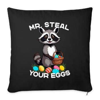 Eier Dieb Lustiges Waschbären Osterdesign - Sofakissenbezug 45 x 45 cm - Schwarz - Vorne