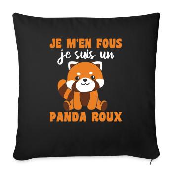 Je m’en fous je suis un panda roux - Red Panda - Housse de coussin décorative 45 x 45 cm - noir - Devant