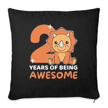 Triceratops for 2nd birthday children two years - Sofa pillowcase 17,3'' x 17,3'' (45 x 45 cm) - black - Front