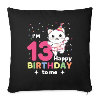 Chat pour les 13 ans pour les enfants de treize ans - Housse de coussin décorative 45 x 45 cm - noir - Devant