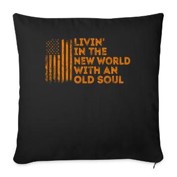 Livin dans le Nouveau Monde Vieille Âme - Housse de coussin décorative 45 x 45 cm - noir - Devant