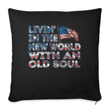 Livin dans le Nouveau Monde Vieille Âme - Housse de coussin décorative 45 x 45 cm - noir - Devant
