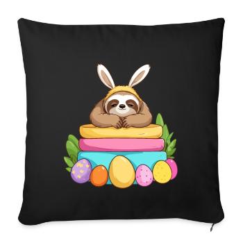 Drôle de paresseux lapin de Pâques emblématique Pâques - Housse de coussin décorative 45 x 45 cm - noir - Devant
