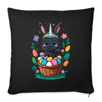 Funny Unicorn Easter Bunny Cute Easter Unicorn - Sofa pillowcase 17,3'' x 17,3'' (45 x 45 cm) - black - Front