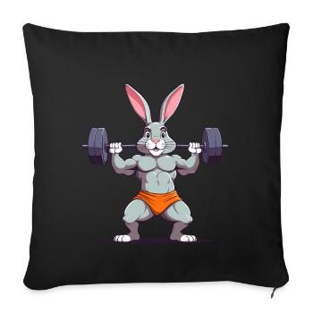 Lapin de Pâques Bodybuilder Drôle & Animal Workout - Housse de coussin décorative 45 x 45 cm - noir - Devant