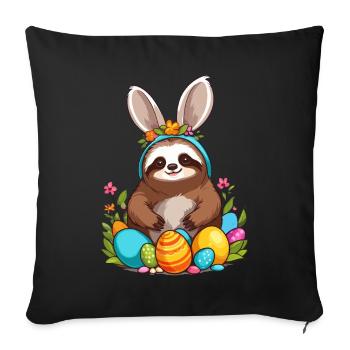 Funny Sloth Easter Bunny Iconic Easter - Sofa pillowcase 17,3'' x 17,3'' (45 x 45 cm) - black - Front