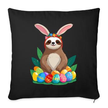Drôle de paresseux lapin de Pâques emblématique Pâques - Housse de coussin décorative 45 x 45 cm - noir - Devant