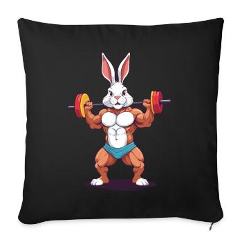 Easter Bunny Funny Bodybuilder Animal Workout - Sofa pillowcase 17,3'' x 17,3'' (45 x 45 cm) - black - Front
