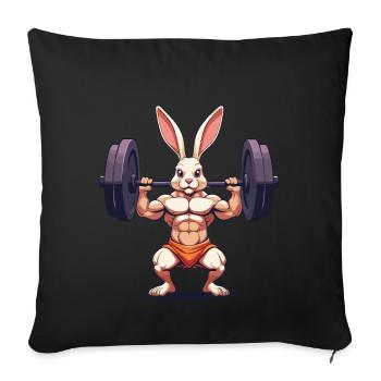 Lapin de Pâques Body Building Animal Drôle Séance D’entraînement - Housse de coussin décorative 45 x 45 cm - noir - Devant