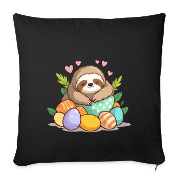 Funny Sloth Easter Bunny Cute Easter Design - Sofa pillowcase 17,3'' x 17,3'' (45 x 45 cm) - black - Front