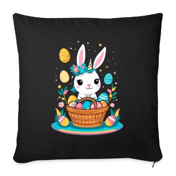 Lustiges Einhorn Osterhase Süßes Ostereinhorn - Sofakissenbezug 45 x 45 cm - Schwarz - Vorne