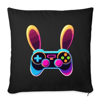 Lapin de Pâques Gamer Jeux de Pâques emblématiques - Housse de coussin décorative 45 x 45 cm - noir - Devant